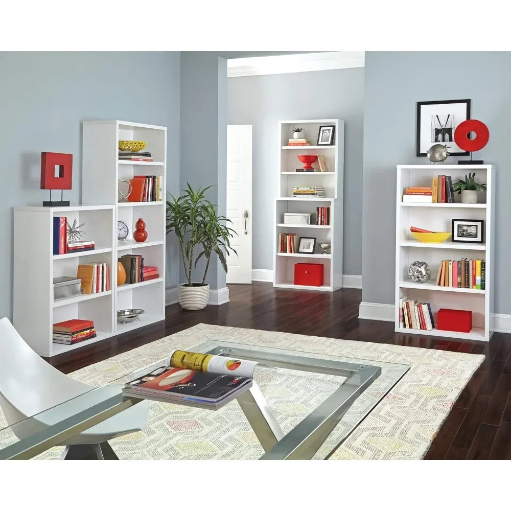 6 -Tier Tall Bookcase Hutch,  Wood With Closed Back Panel