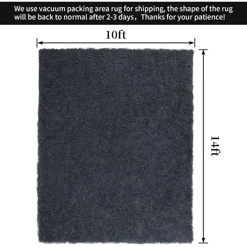 Shaggy Area Rug 10x14 Feet  Ultra Fuzzy Large Plush Faux Fur Carpet  Dark Grey