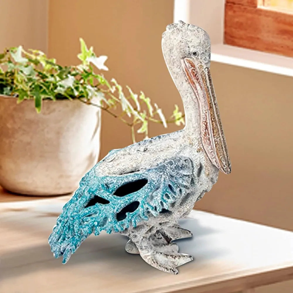 Coral Reef Beach Figurine, Pelican Statue, Sculptures and Figurines, Room Decor