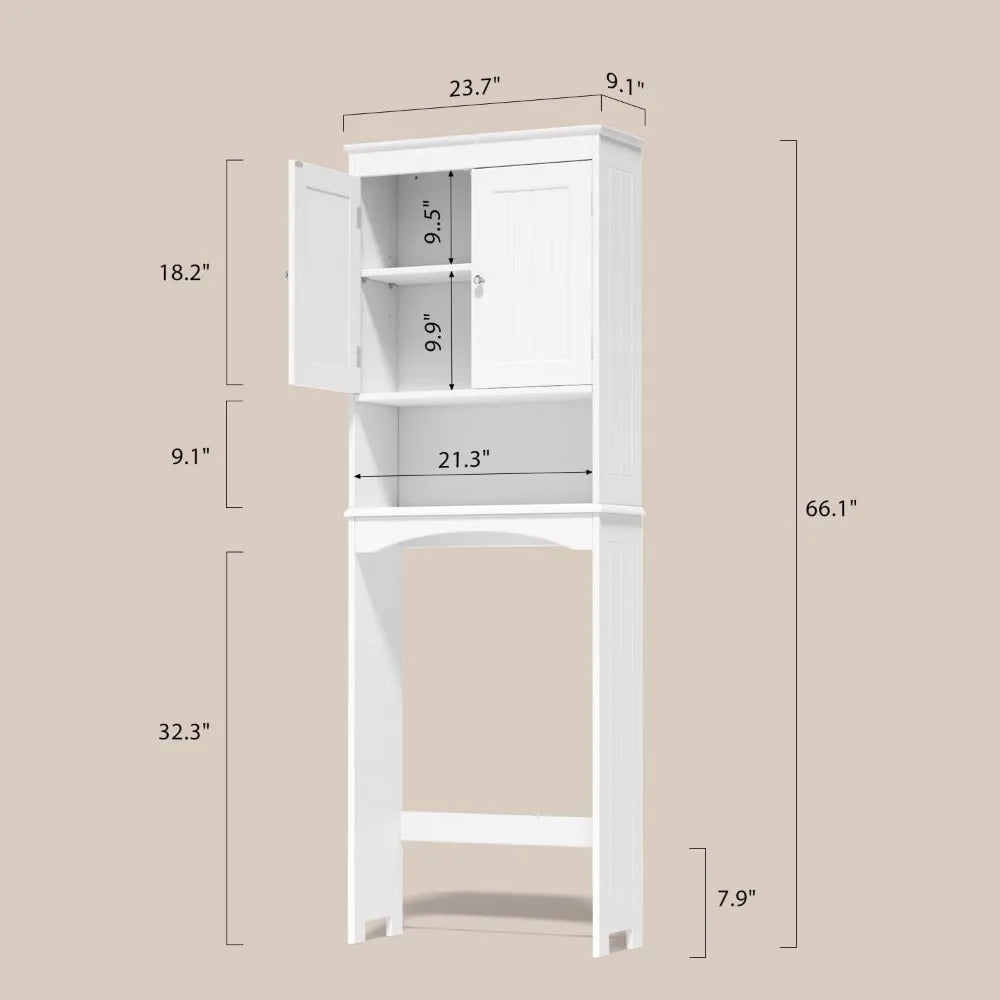 Over The Toilet Storage Cabinet with Adjustable Shelf and Double Doors