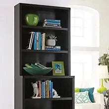 6 -Tier Tall Bookcase Hutch,  Wood With Closed Back Panel