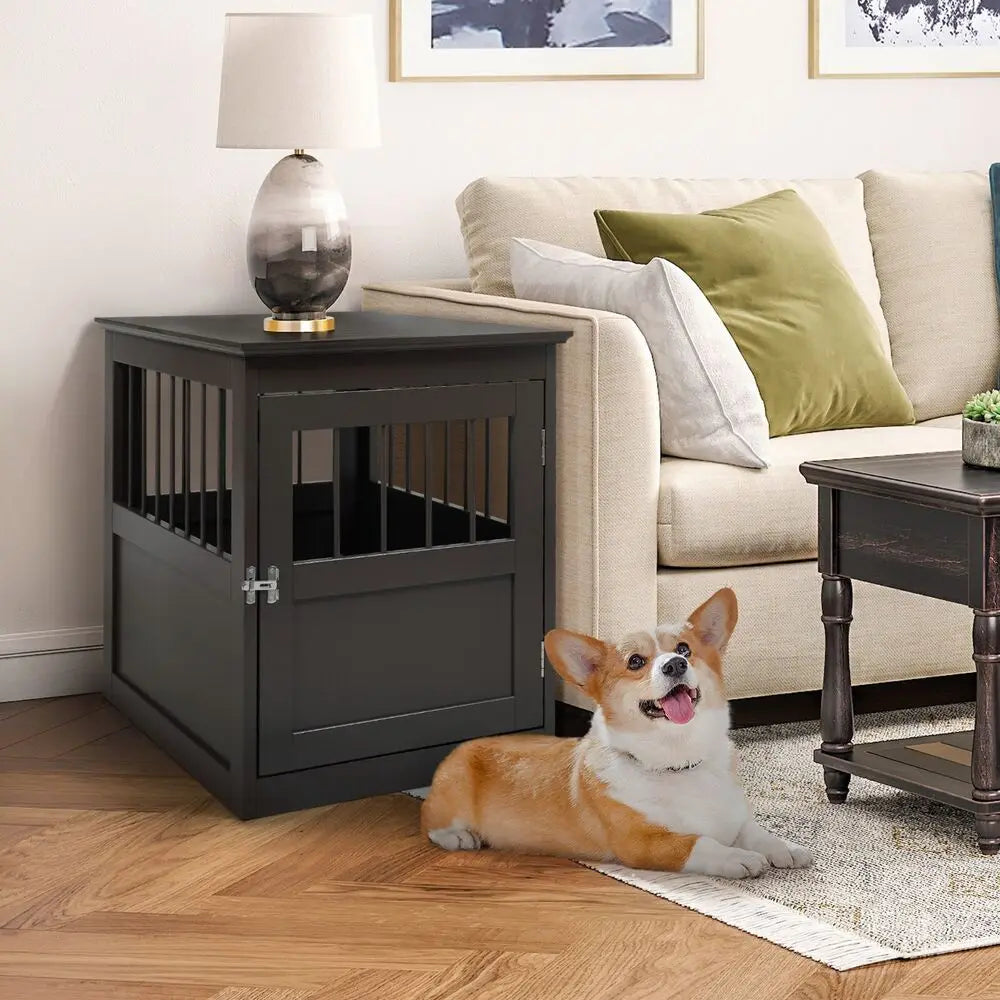 Wooden Dog Crate Kennel Cage Bed  End Table Wood Furniture