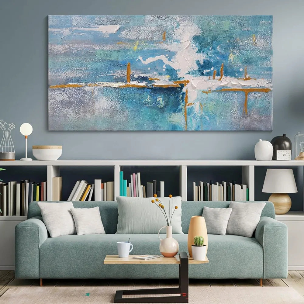 Turquoise Wall Decor,  Oversize Canvas Wall Art, Framed Picture Artwork