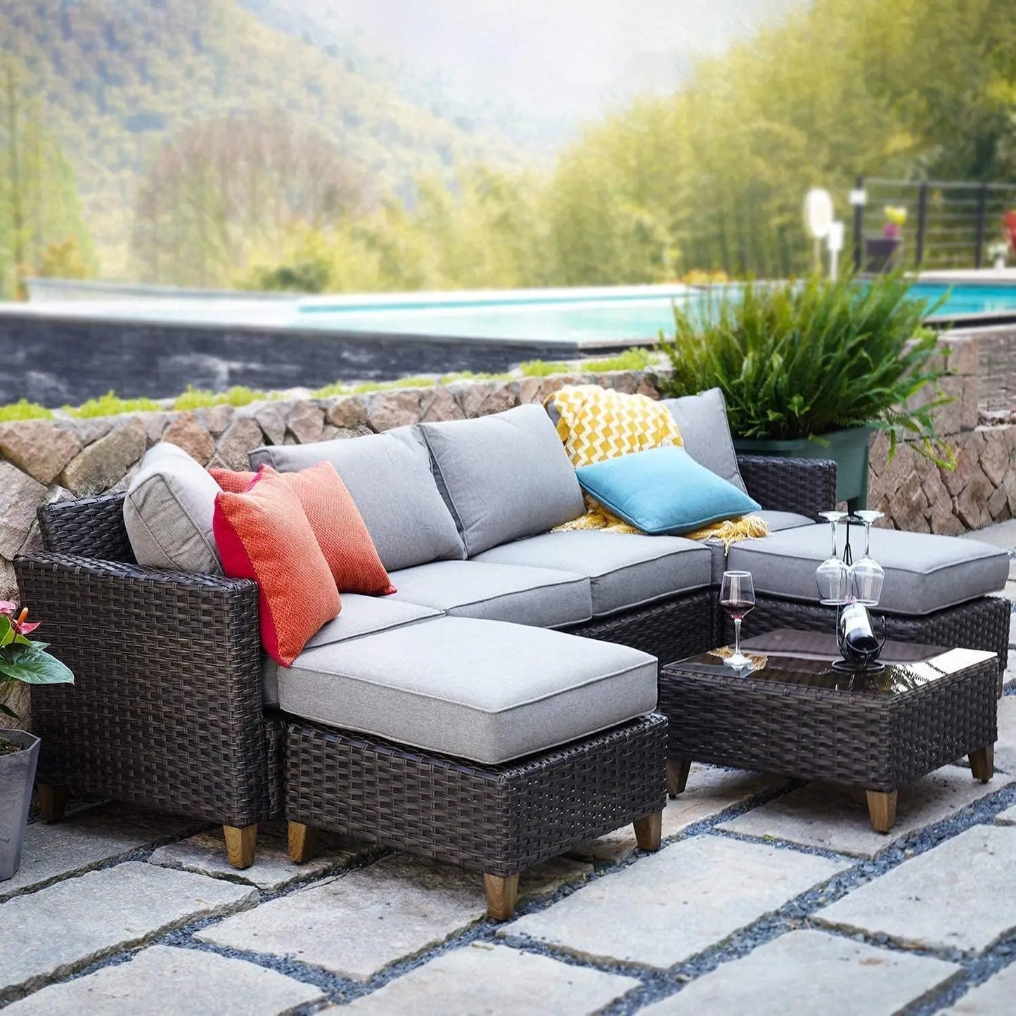 Wicker Patio Sofa Sets Outdoor Furniture Sets, with Thick Olefin Cushions