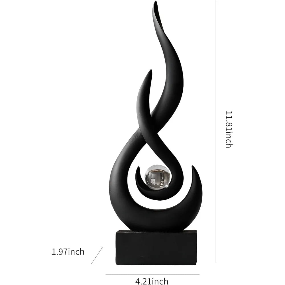 Modern Abstract Statue Sculpture Decorations: Home Decor Art Flame with Glass Ball Figurines