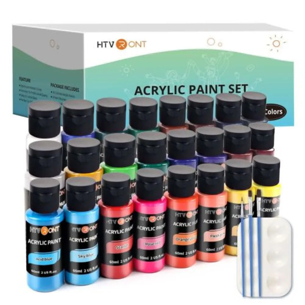 24 Colors 60ml Professional Acrylic Paint Set  with Free Brush