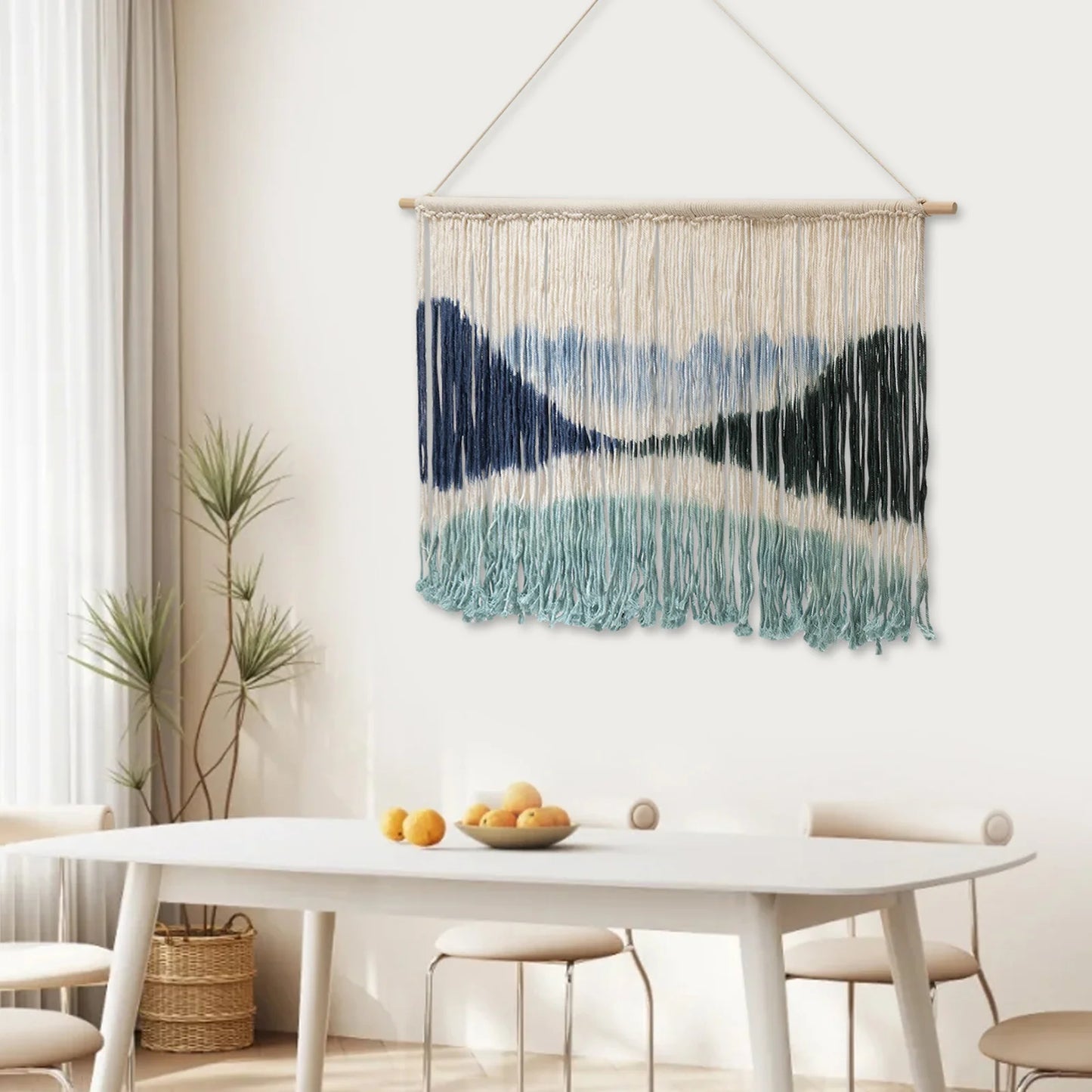 Modern Nature Wall Decor Large Macrame Wall Hanging 43x28in Dip Dye Art Tapestry for Home Office