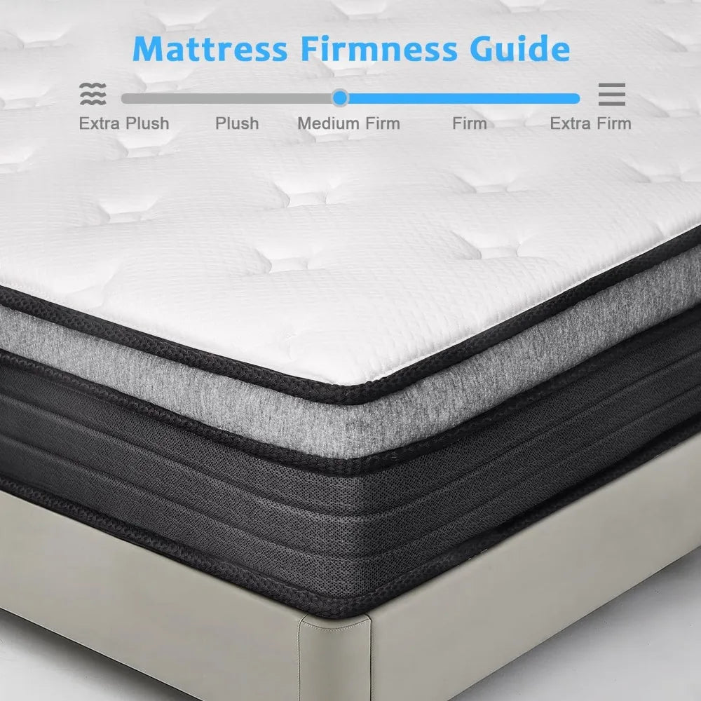 Queen Size Mattress 10 Inch, Bed-in-a-Box ,Individual Pocket Spring Mattress