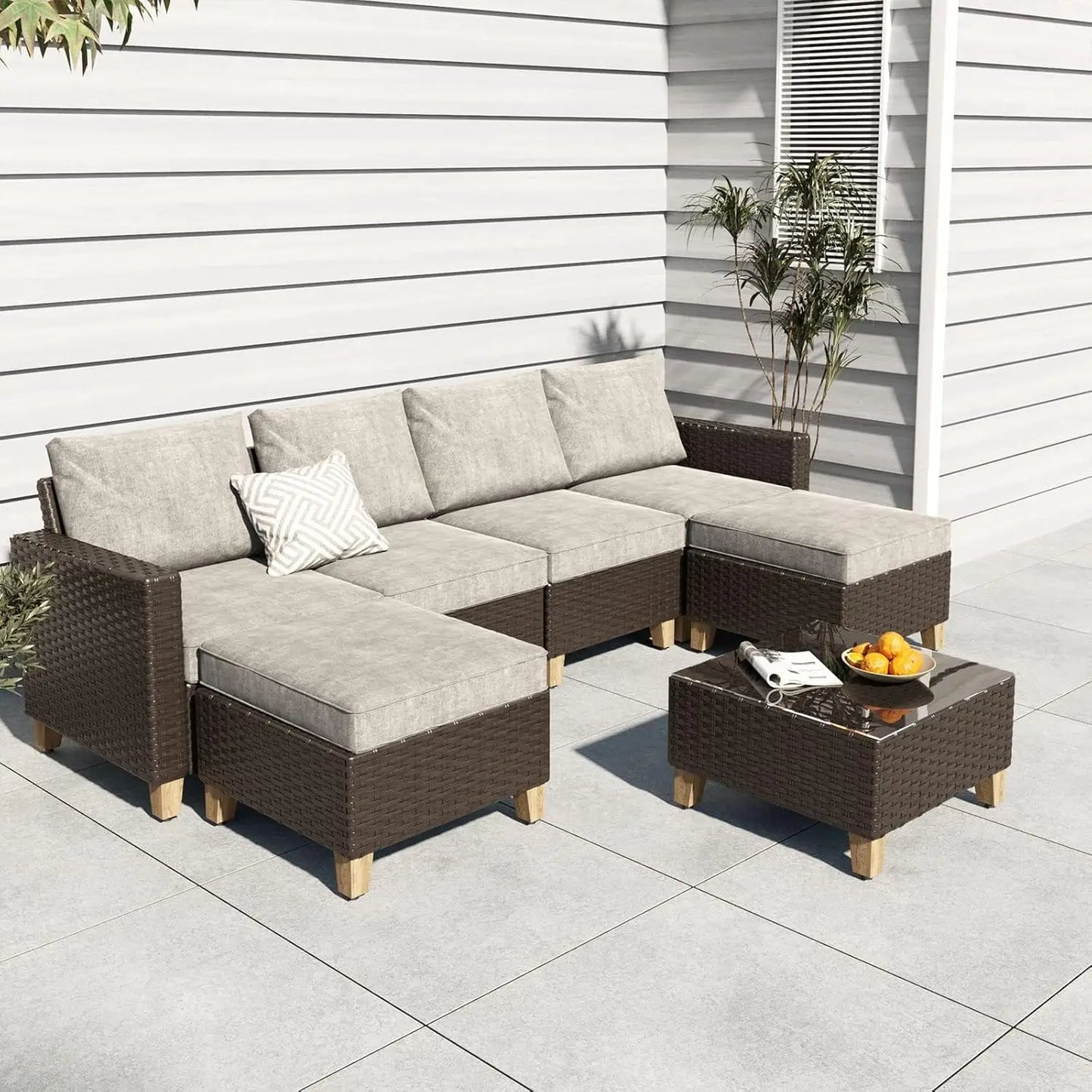 Wicker Patio Sofa Sets Outdoor Furniture Sets, with Thick Olefin Cushions