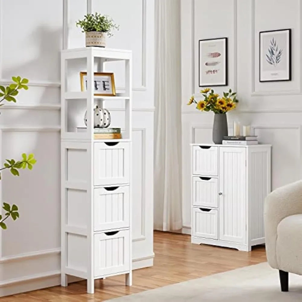 Bathroom Tall Cabinet, Slim Storage Cabinet, Narrow Freestanding Floor Cabinet