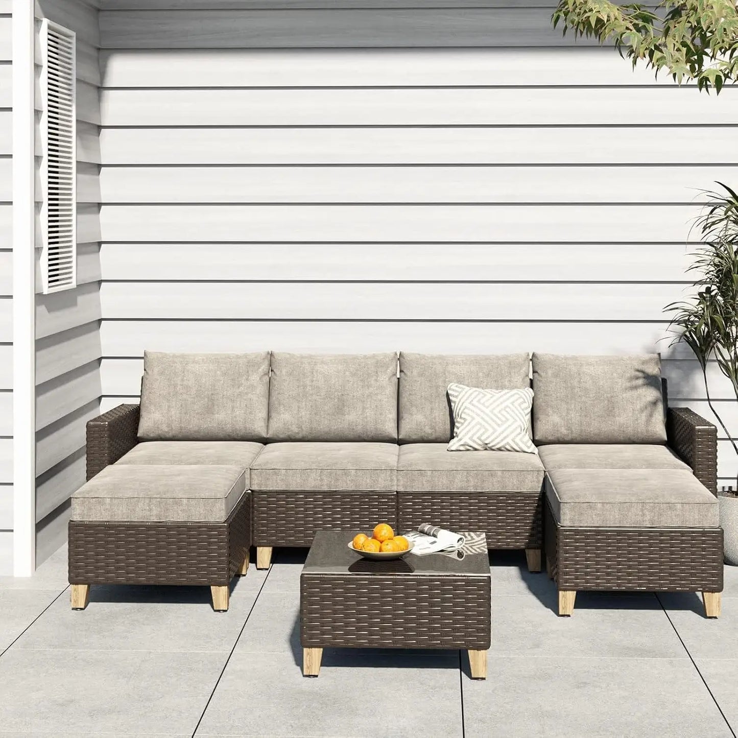 Wicker Patio Sofa Sets Outdoor Furniture Sets, with Thick Olefin Cushions