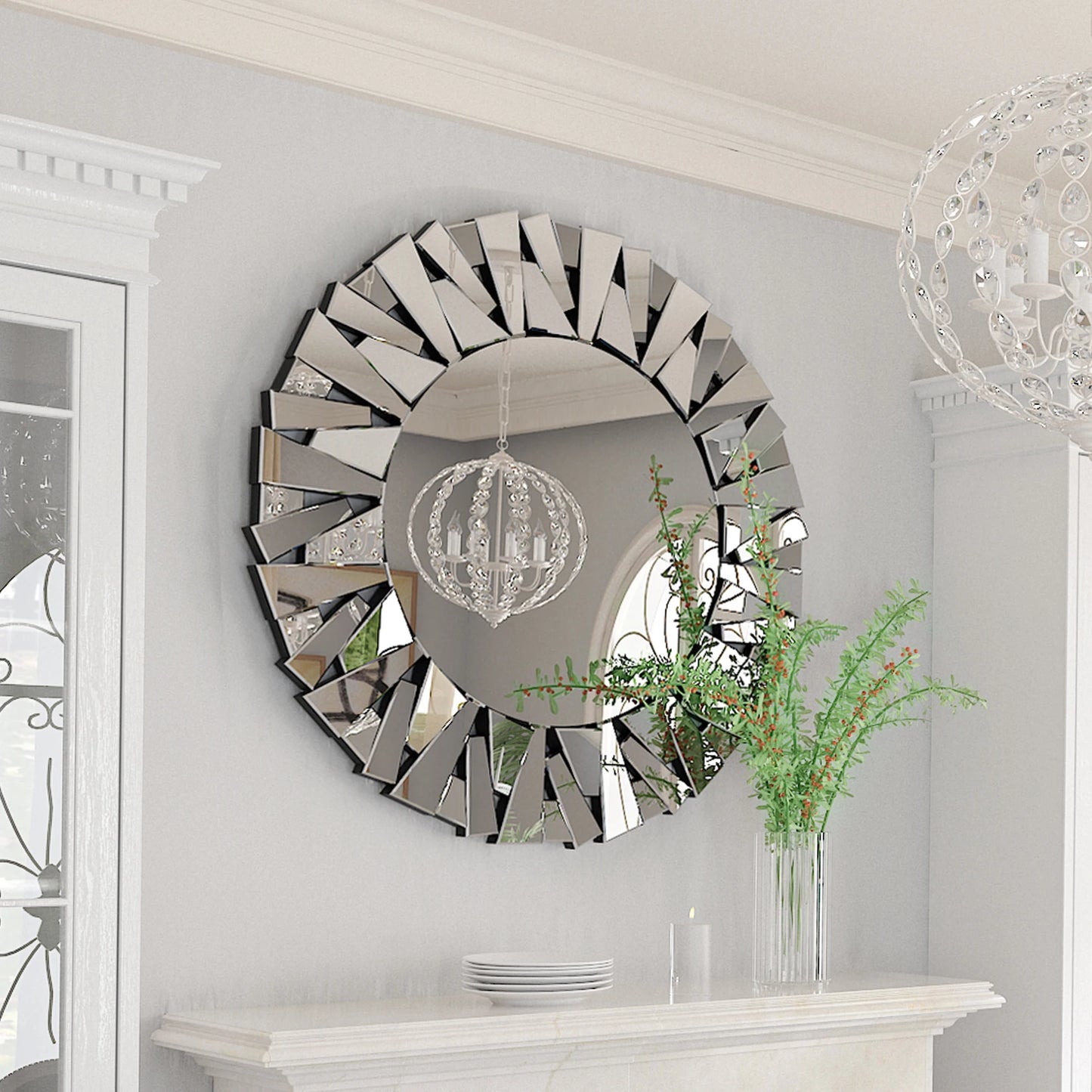 32" Wall Decorative Round Sunburst Mirror