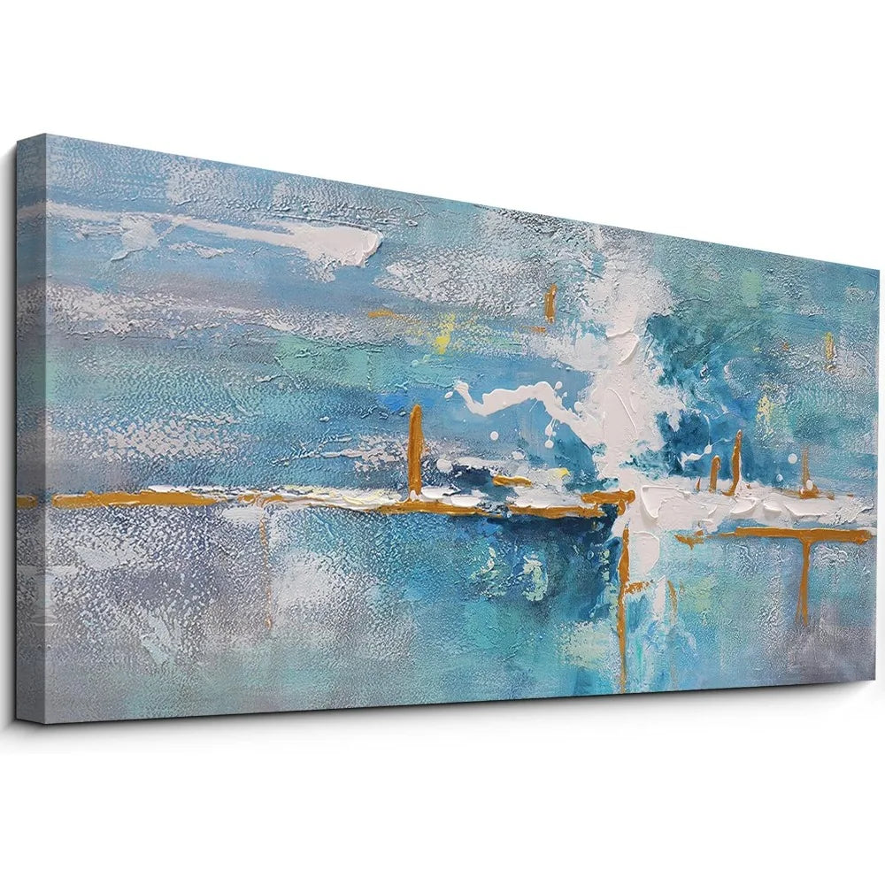 Turquoise Wall Decor,  Oversize Canvas Wall Art, Framed Picture Artwork