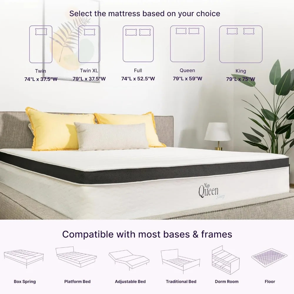 8 Inch Maxima Hybrid Mattress, Full Size, Cooling Gel Infused Memory Foam and Innerspring Mattress