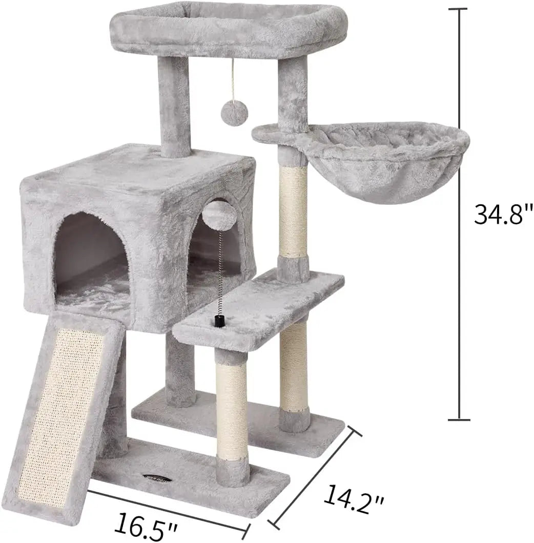 Cute Cat Tree Tower for Indoor Cats - Condo with Sisal Scratching Posts