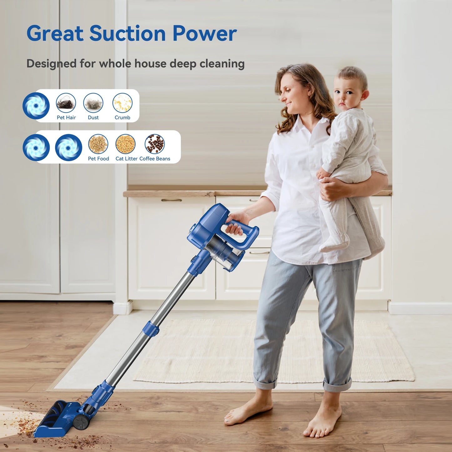 6-in-1 Lightweight Cordless Vacuum Cleaner, Perfect for Carpet Hard Floor Pet Hair