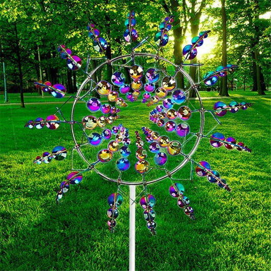 US Magical Wind Powered Kinetic Windmill Metal And Sculpture Spinner