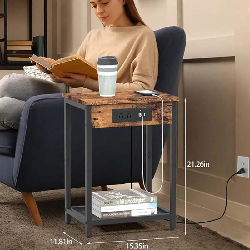 Nightstand with Charging Station and USB Ports  outlets