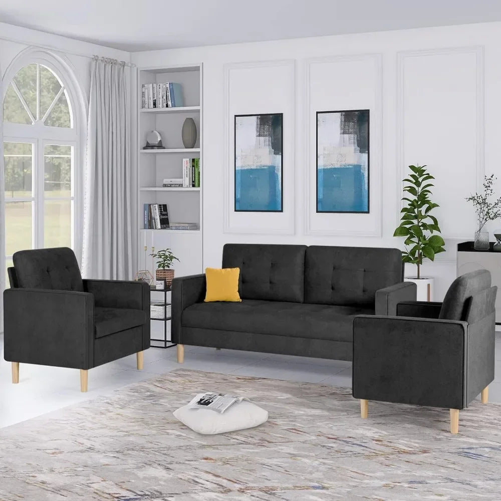 3 Piece Sofa Set for Living Room , 1 Loveseat +2 Accent Chairs