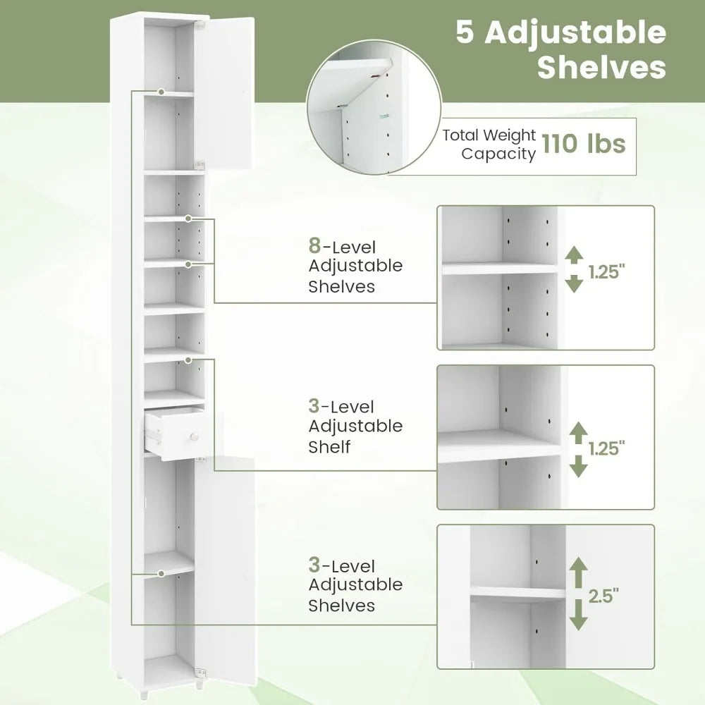 Tall Slim Bathroom Storage Cabinet, 71" Freestanding Bathroom Cabinet