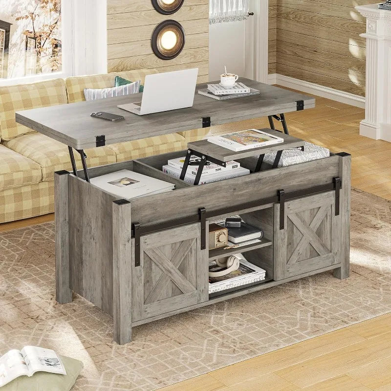 Lift Top Coffee Table, Multi-Function Convertible Coffee Tables with Storage and Hidden Compartment