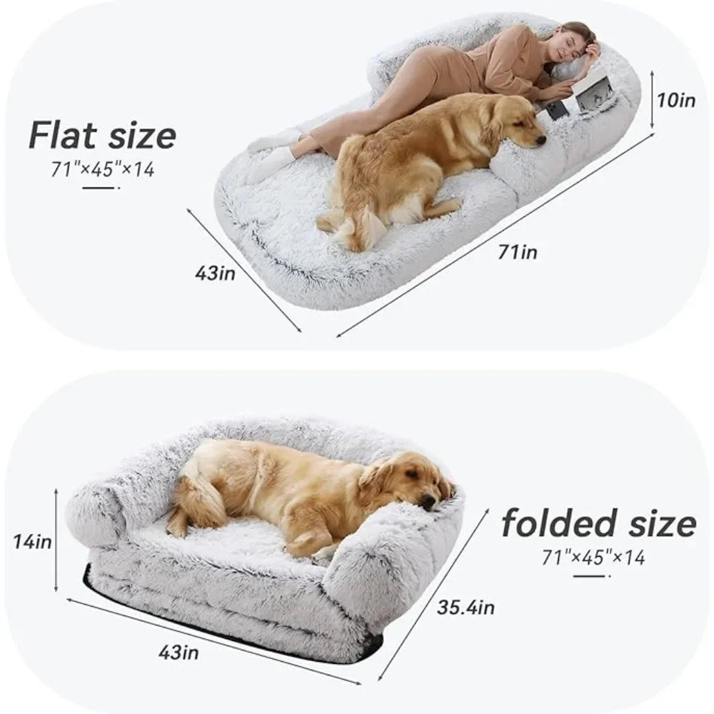 Mattresses Foldable Plush Washable Dog Bed Puppy House for Big Dogs 71 Inch X 45 Inch X 10 Inch