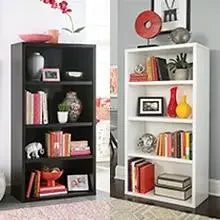 6 -Tier Tall Bookcase Hutch,  Wood With Closed Back Panel