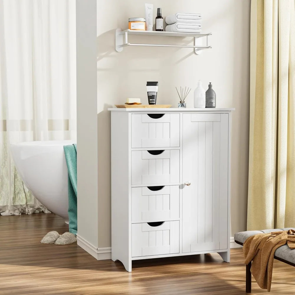 Bathroom storage cabinet with 4 drawers and 1 adjustable shelf