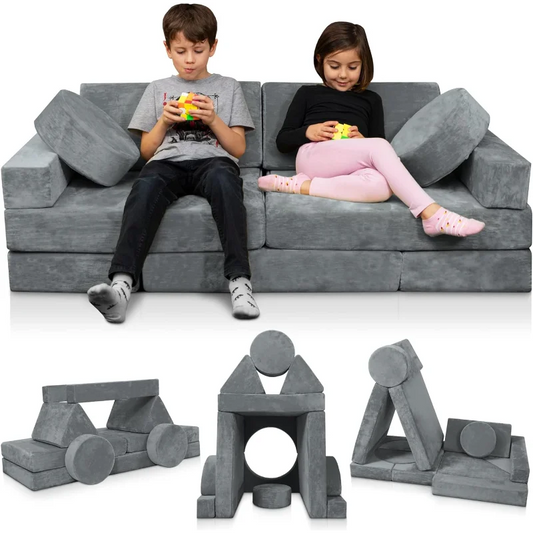 14pcs Modular Kids Play Couch, Child Sectional Sofa Bedroom and Playroom Furniture for Toddlers