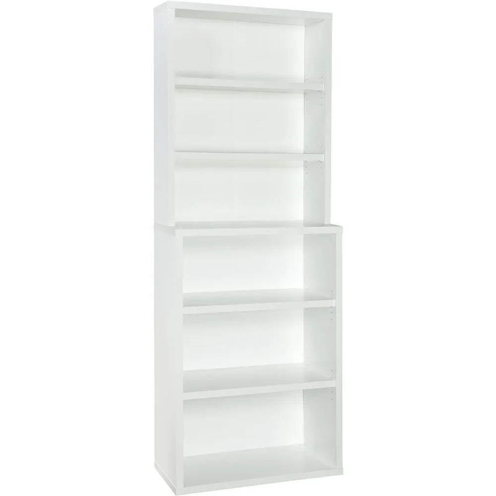 6 -Tier Tall Bookcase Hutch,  Wood With Closed Back Panel