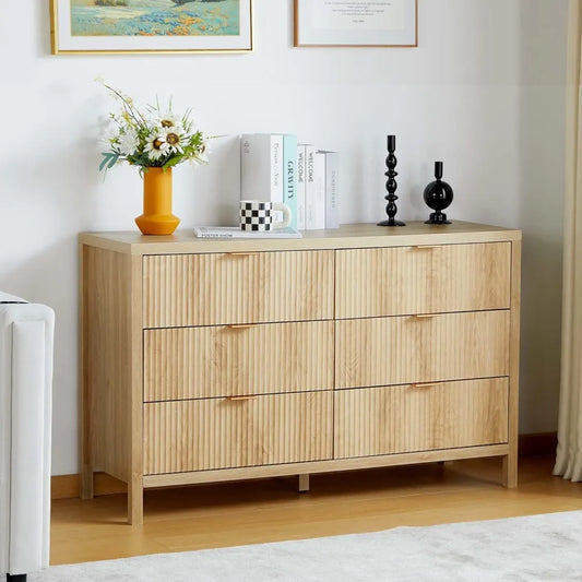 Drawer Double Dresser with Fluted Panel