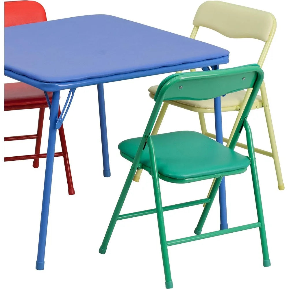 Mindy Kids 5-Piece Folding Square Table and Chairs Set for Daycare and Classrooms