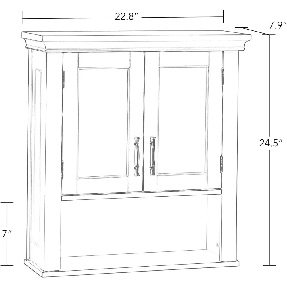 Somerset Two-Door Bathroom Storage, White Wall Cabinet