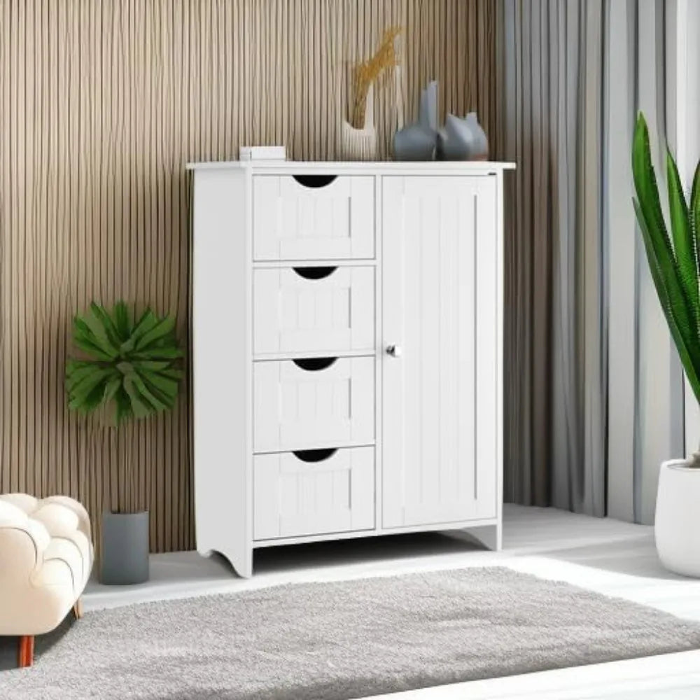 Bathroom storage cabinet with 4 drawers and 1 adjustable shelf