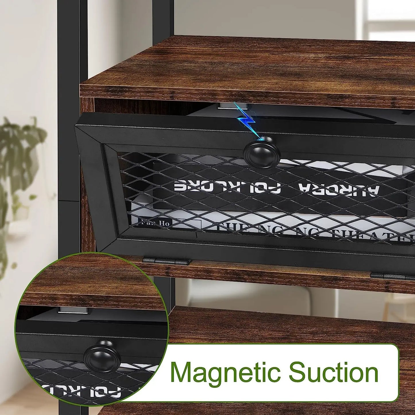 Side Tables with Charging Station and Drawer Set of 2 Night Stands with USB Ports 3 Tier