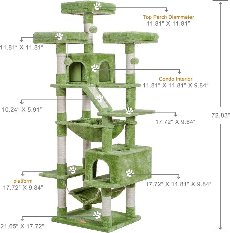 73 inches XXL Multi-Level Cat Tower for Indoor Cats