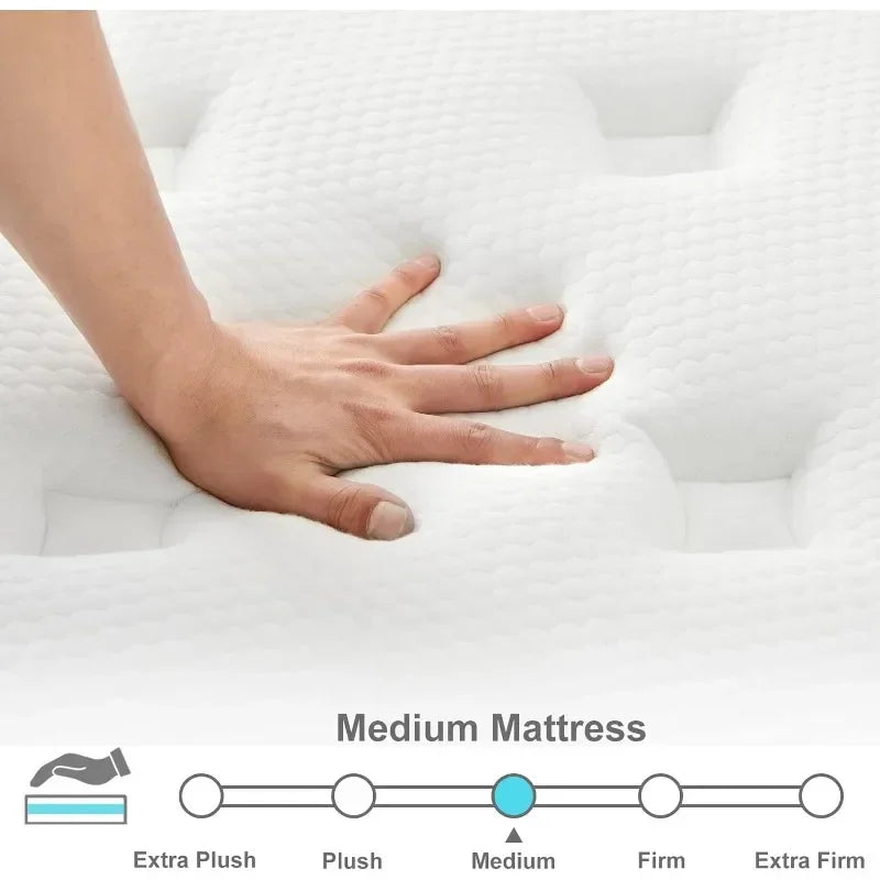 Queen Mattresses, 12 Inch Queen Size Hybrid Mattress Individual Pocket Springs with Foam,