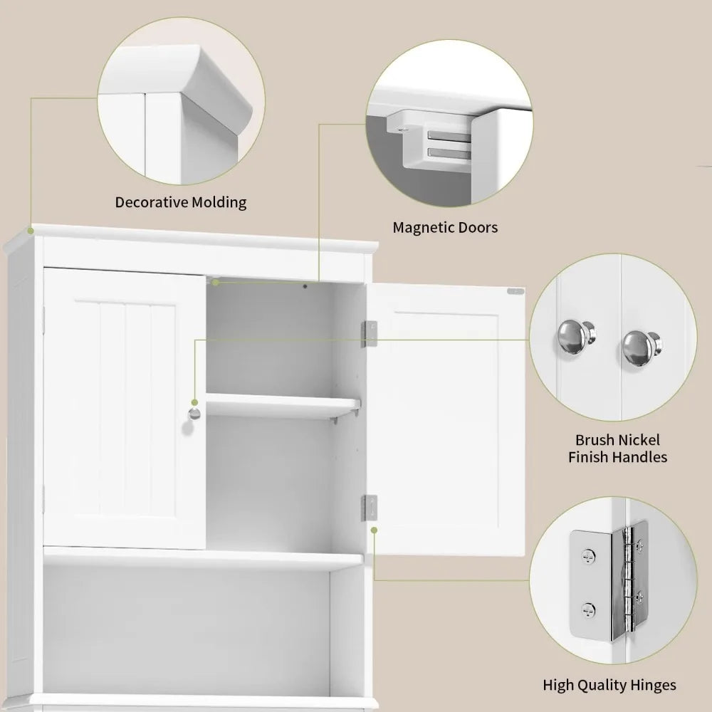 Over The Toilet Storage Cabinet with Adjustable Shelf and Double Doors