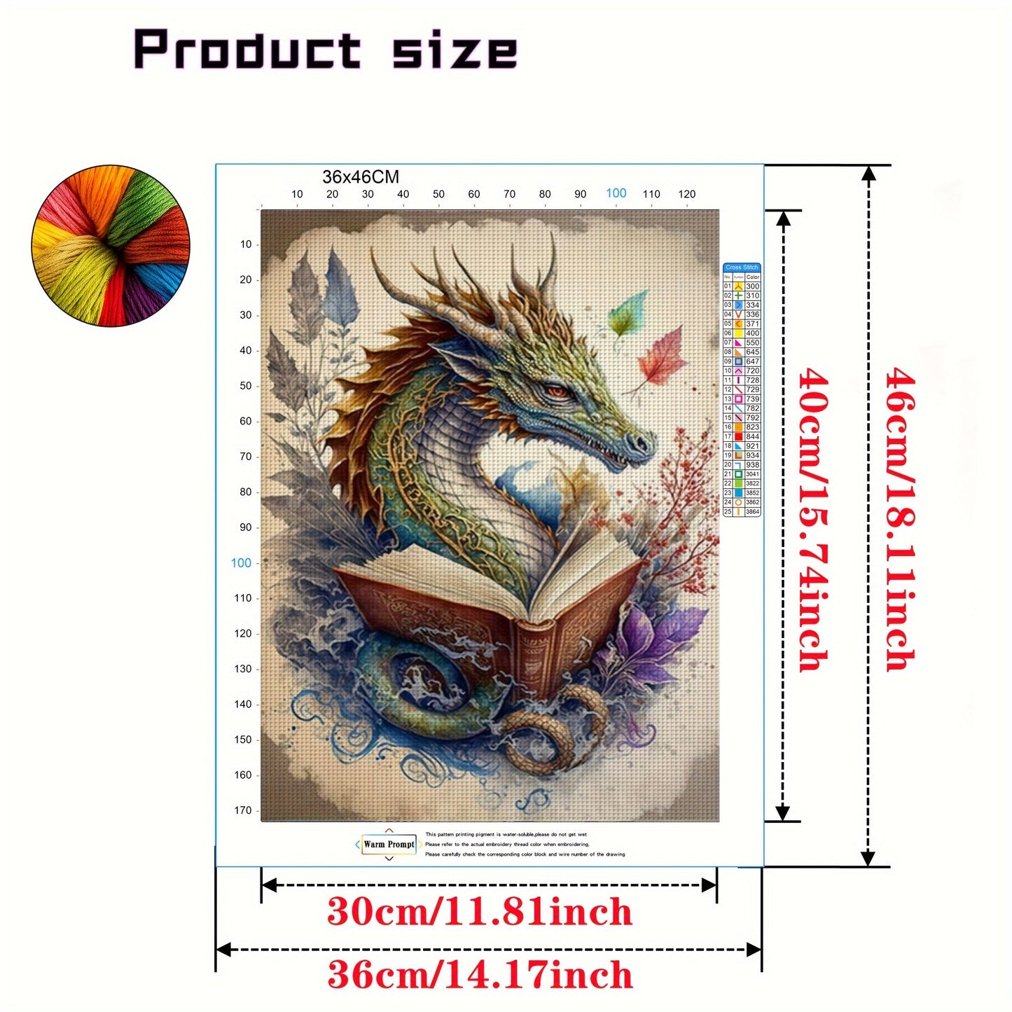 Dragon Cross Stitch Embroidery Kit, 11CT Cross Stitch Fabric Painting Craft